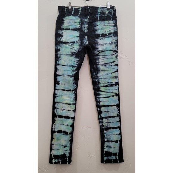 Ninth Hall Rogue Jeans Yellow Blue Green Tie Dye Denim Skinny Fit 30/32 - Picture 3 of 9